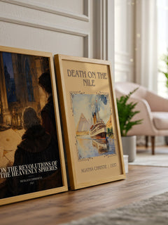 On the Revolutions of the Heavenly Spheres watercolour print framed by window – literary home decor