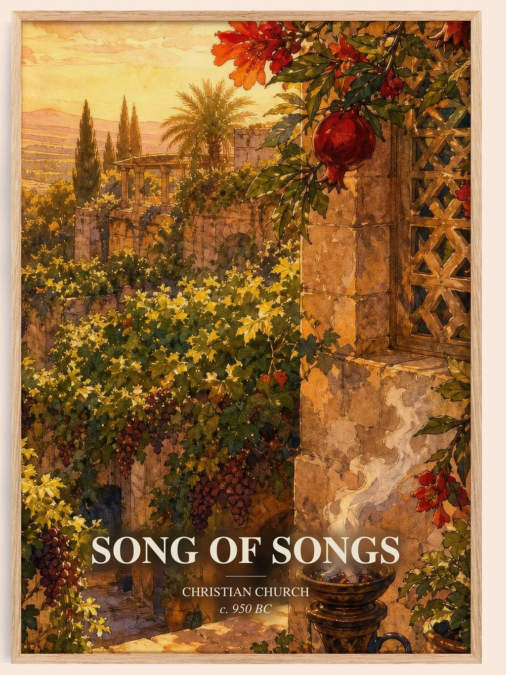 Song of Songs watercolour book poster by Christian Church – framed literary art print