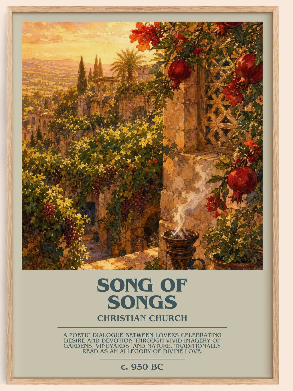 Song of Songs bookish book poster by Christian Church – framed literary art print