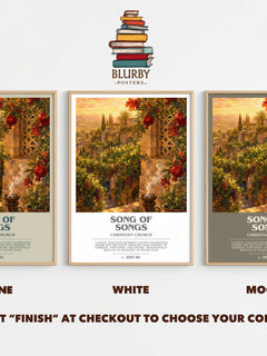 Song of Songs bookish print framed by window – Stone, White and Mocha side by side – choose your colour