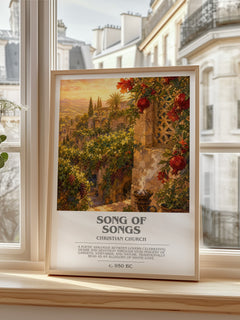 Song of Songs bookish print in frame leaning in hallway – __new__:religious drama wall art