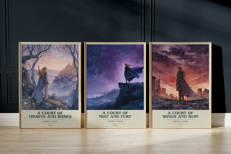 ACOTAR Trilogy: A Court Of Thorns And Roses, A Court Of Mist And Fury, A Court Of Wings And Ruin framed art prints