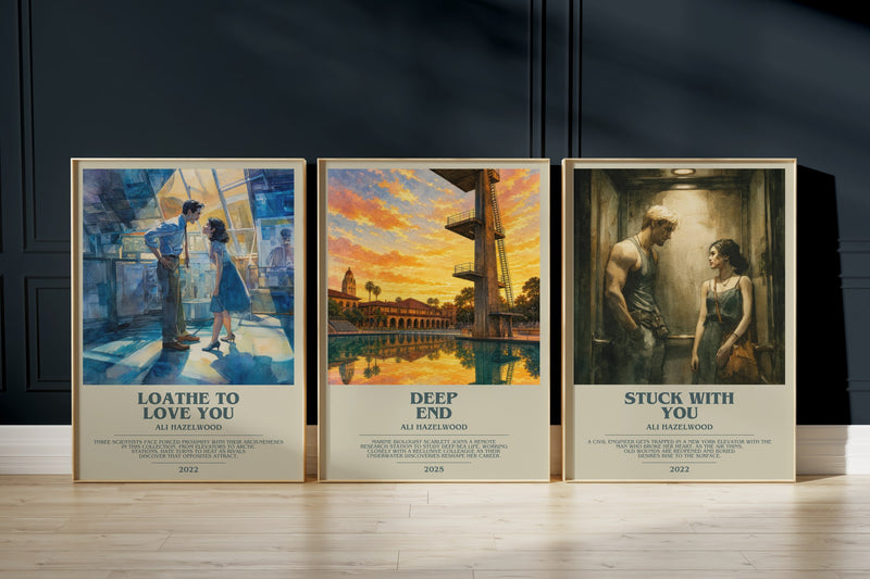 Ali Hazelwood Set: Loathe To Love You, Deep End, Stuck With You framed art prints