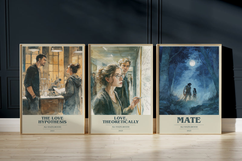 Ali Hazelwood Trio: The Love Hypothesis, Love, Theoretically, Mate framed art prints