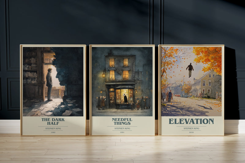 Castle Rock Trio: The Dark Half, Needful Things, Elevation framed art prints