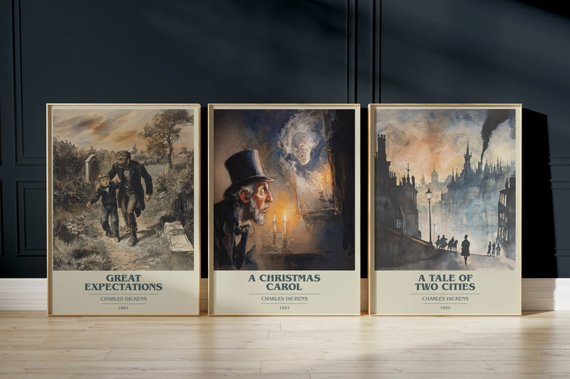 Dickens Classics: Great Expectations, A Christmas Carol, A Tale Of Two Cities framed art prints