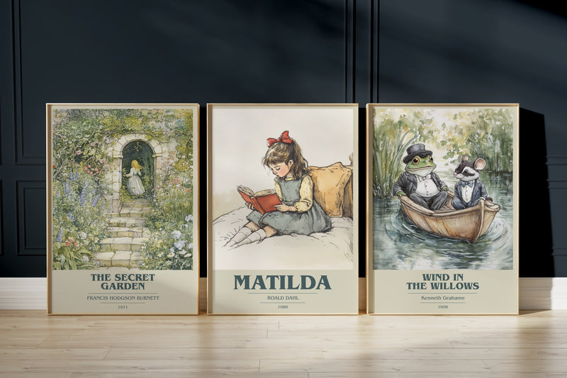 Childrens Classics: The Secret Garden, Matilda, The Wind In The Willows framed art prints