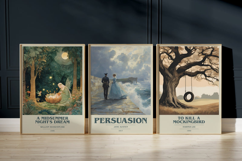 Classic Lit Trio: A Midsummer Night'S Dream, Persuasion, To Kill A Mockingbird framed art prints