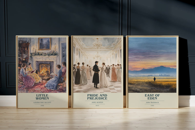 Classic Literature: Little Women, Pride And Prejudice, East Of Eden framed art prints