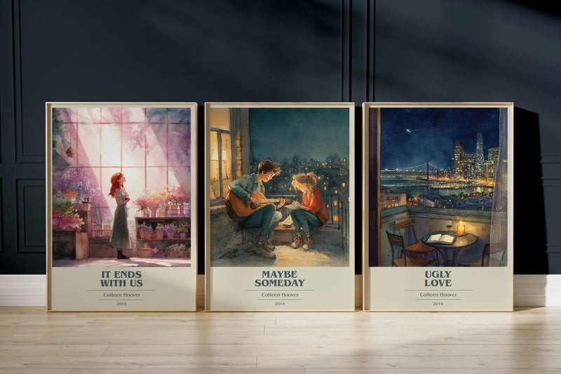 Colleen Hoover Set: It Ends With Us, Maybe Someday, Ugly Love framed art prints