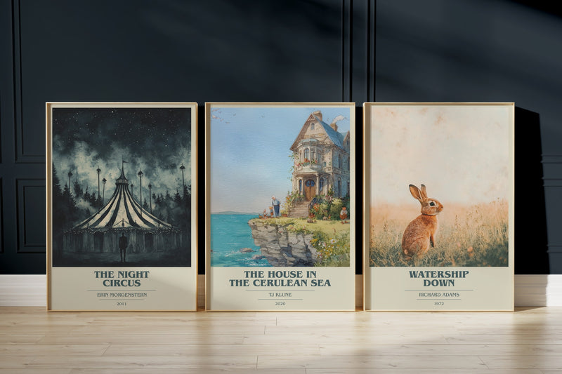 Fantasy Favourites: The Night Circus, The House In The Cerulean Sea, Watership Down framed art prints