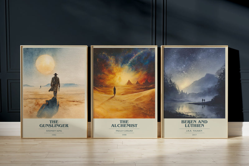 Fantasy Quests: The Gunslinger, The Alchemist, Beren And Lúthien framed art prints
