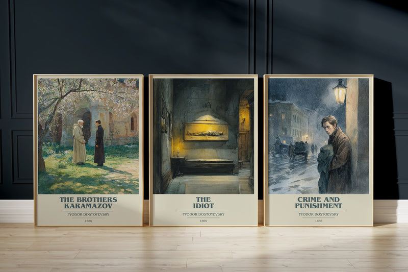 Dostoevsky Classics: The Brothers Karamazov, The Idiot, Crime And Punishment framed art prints
