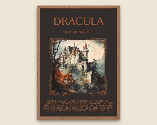 Dracula by Bram Stoker Descriptive, High Quality Poster Print. Fast, Free Delivery Wall Art. Author, Title and Blurb Book/Novel Artwork