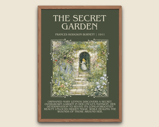 The Secret Garden by Francis Hodgson Burnett Descriptive, High Quality Poster. Fast, Free Delivery Wall Art. Author and Blurb Book Artwork