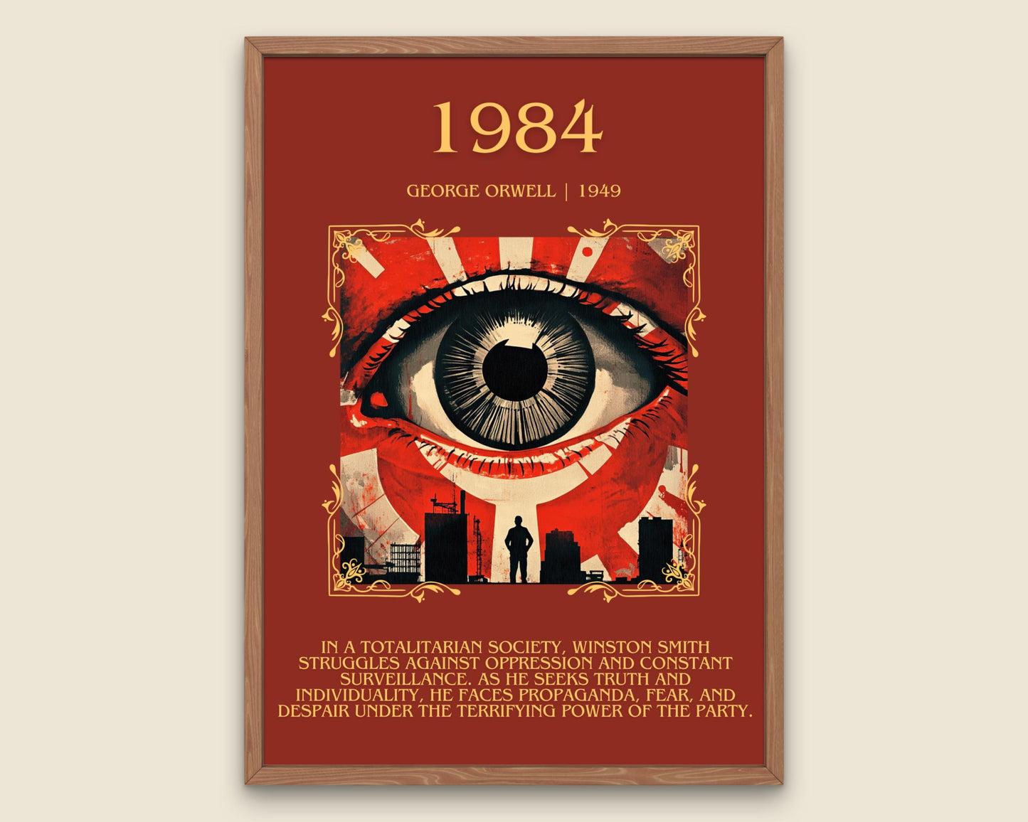 1984 by George Orwell Descriptive, High Quality Poster Print. Fast, Free Delivery Wall Art. Author and Blurb Book/Novel Artwork. Free Custom