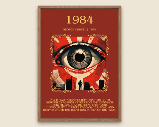 1984 by George Orwell Descriptive, High Quality Poster Print. Fast, Free Delivery Wall Art. Author and Blurb Book/Novel Artwork. Free Custom
