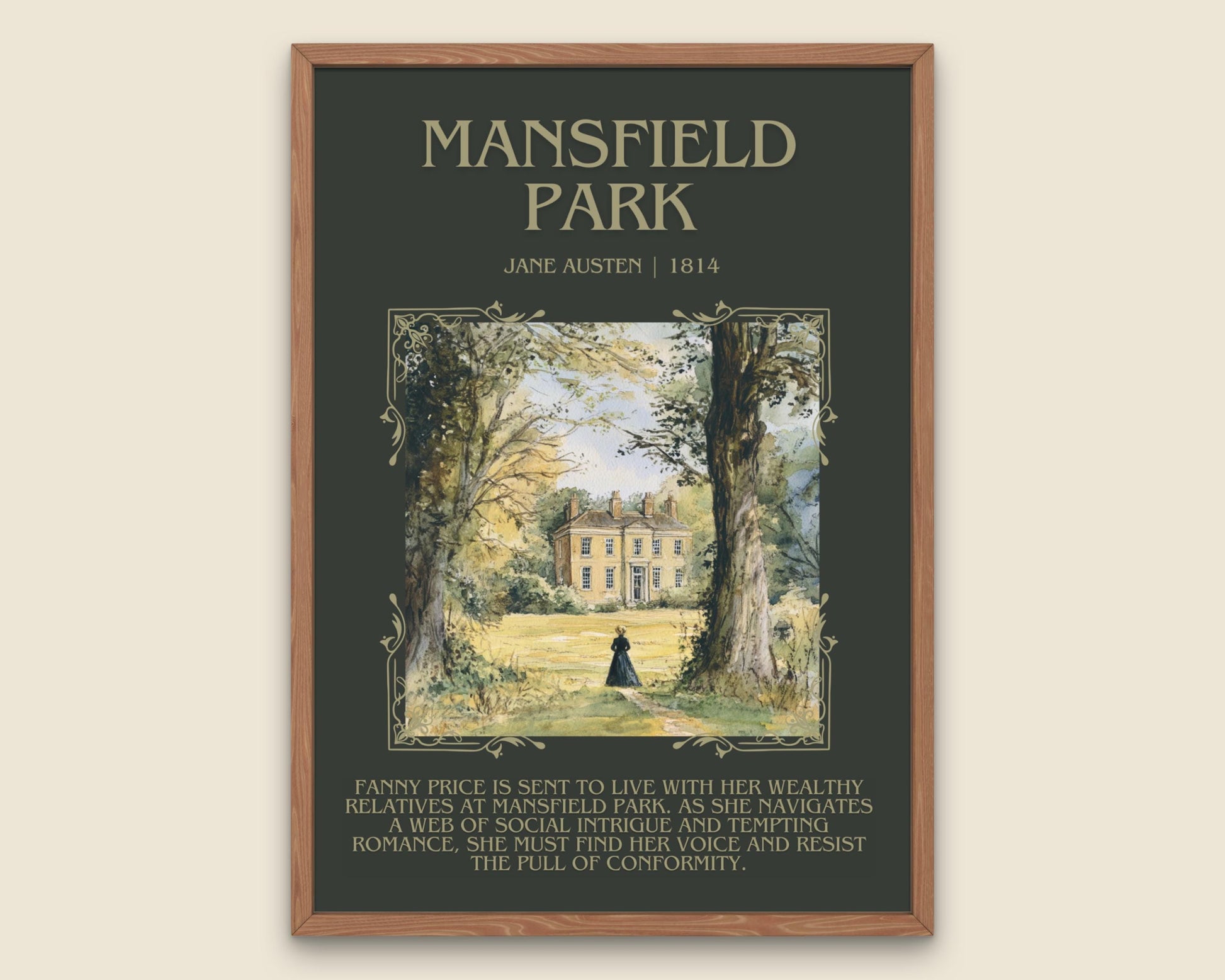 Mansfield Park by Jane Austen Descriptive, High Quality Poster Print. Fast, Free Delivery Wall Art. Author and Blurb Book/Novel Artwork