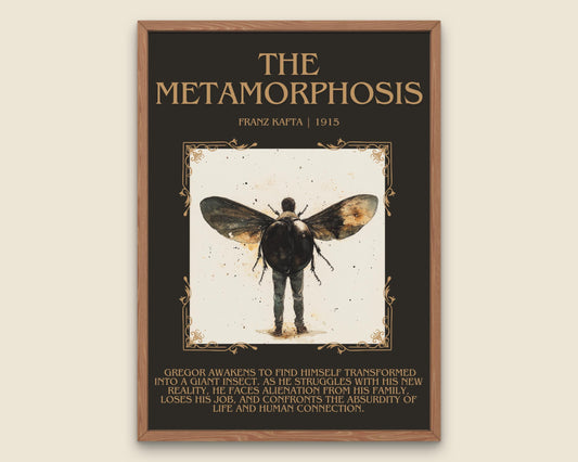 The Metamorphosis by Franz Kafka Descriptive, High Quality Poster Print. Fast, Free Delivery Wall Art. Author and Blurb Book/Novel Artwork