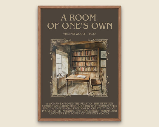 A Room Of One's Own by Virginia Woolf Descriptive, High Quality Poster Print. Free Delivery Wall Art. Author and Blurb Book/Novel Artwork