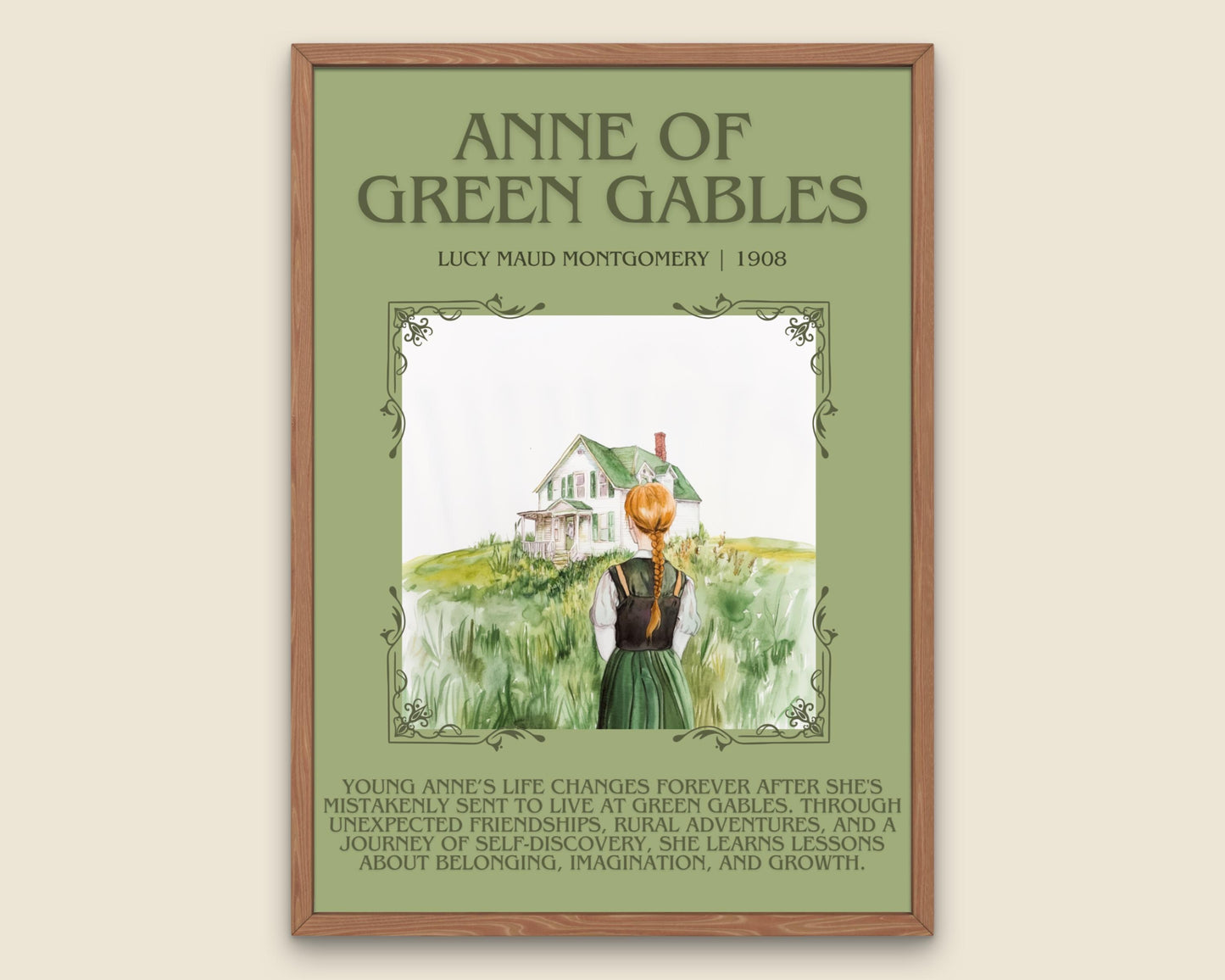 Anne Of Green Gables by Lucy Maud Montgomery Descriptive, High Quality Poster Print. Free Delivery Wall Art. Author and Blurb Book Artwork