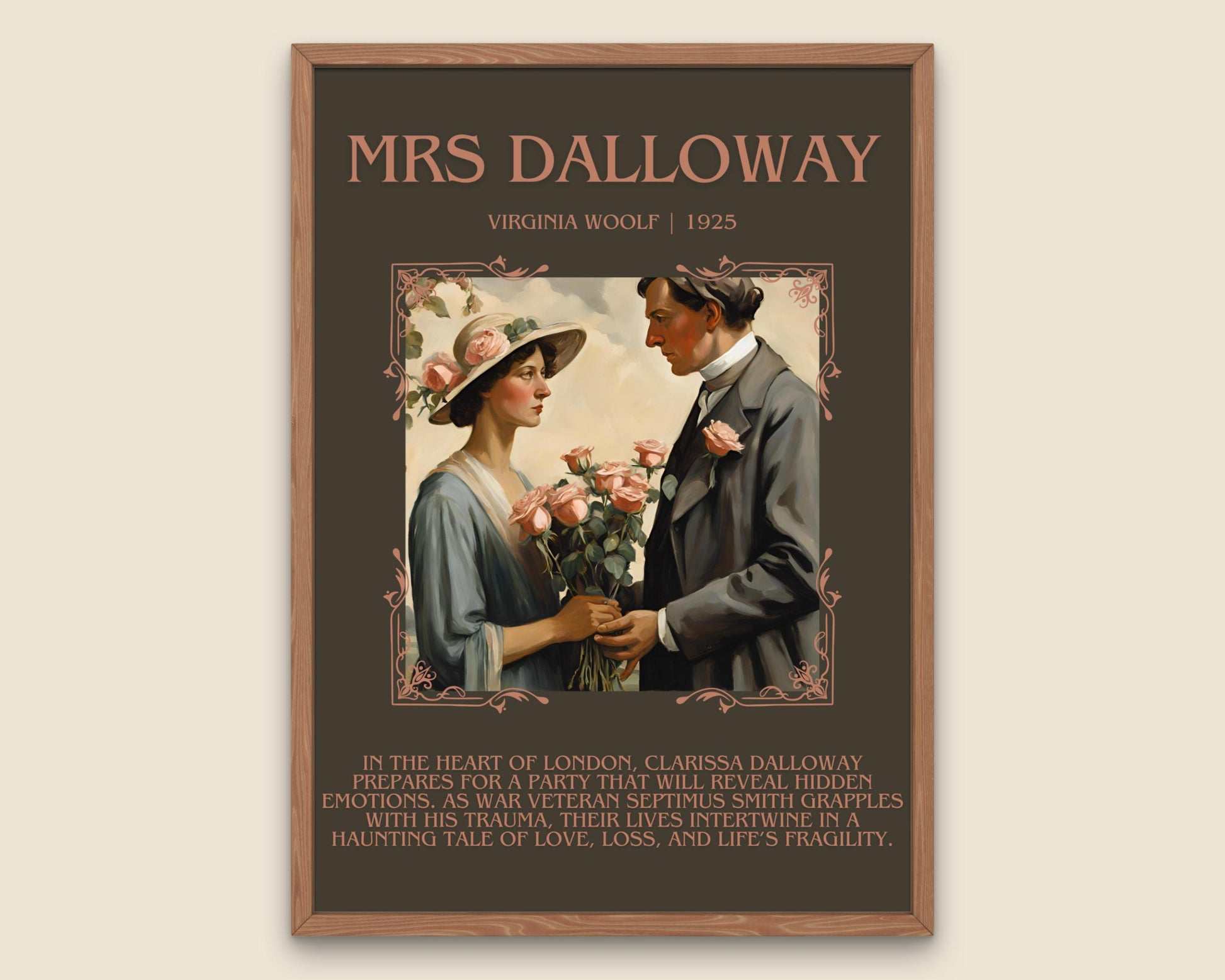 Mrs Dalloway by Virginia Woolf Descriptive, High Quality Poster Print. Fast, Free Delivery Wall Art. Author and Blurb Book/Novel Artwork