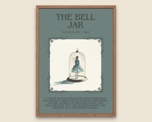 The Bell Jar by Sylvia Plath Descriptive, High Quality Poster Print. Fast, Free Delivery Wall Art. Author and Blurb Book/Novel Artwork