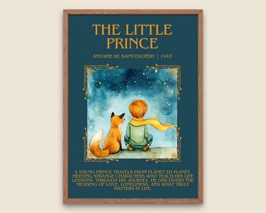 The Little Prince by Antoine de Saint-Exupéry Descriptive, High Quality Poster. Fast, Free Delivery Wall Art. Author and Blurb Book Artwork