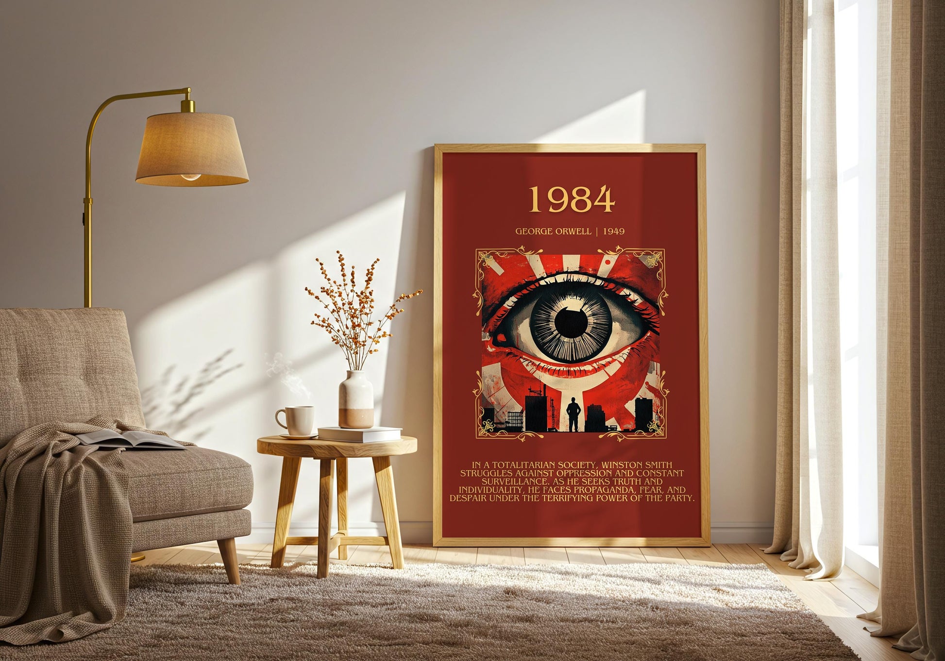 1984 by George Orwell Descriptive, High Quality Poster Print. Fast, Free Delivery Wall Art. Author and Blurb Book/Novel Artwork. Free Custom