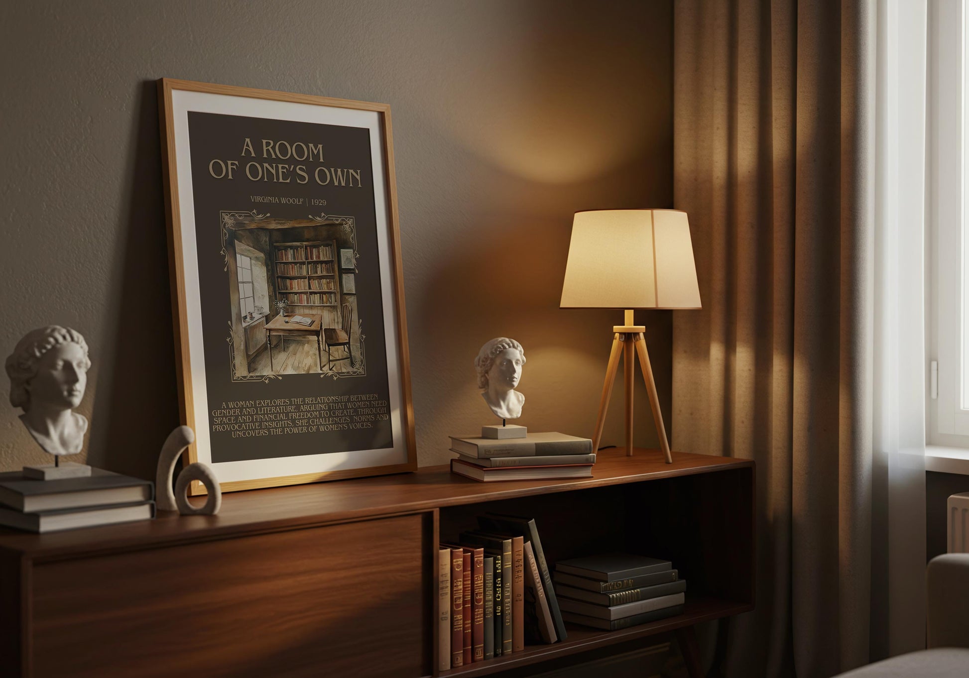 A Room Of One's Own by Virginia Woolf Descriptive, High Quality Poster Print. Free Delivery Wall Art. Author and Blurb Book/Novel Artwork