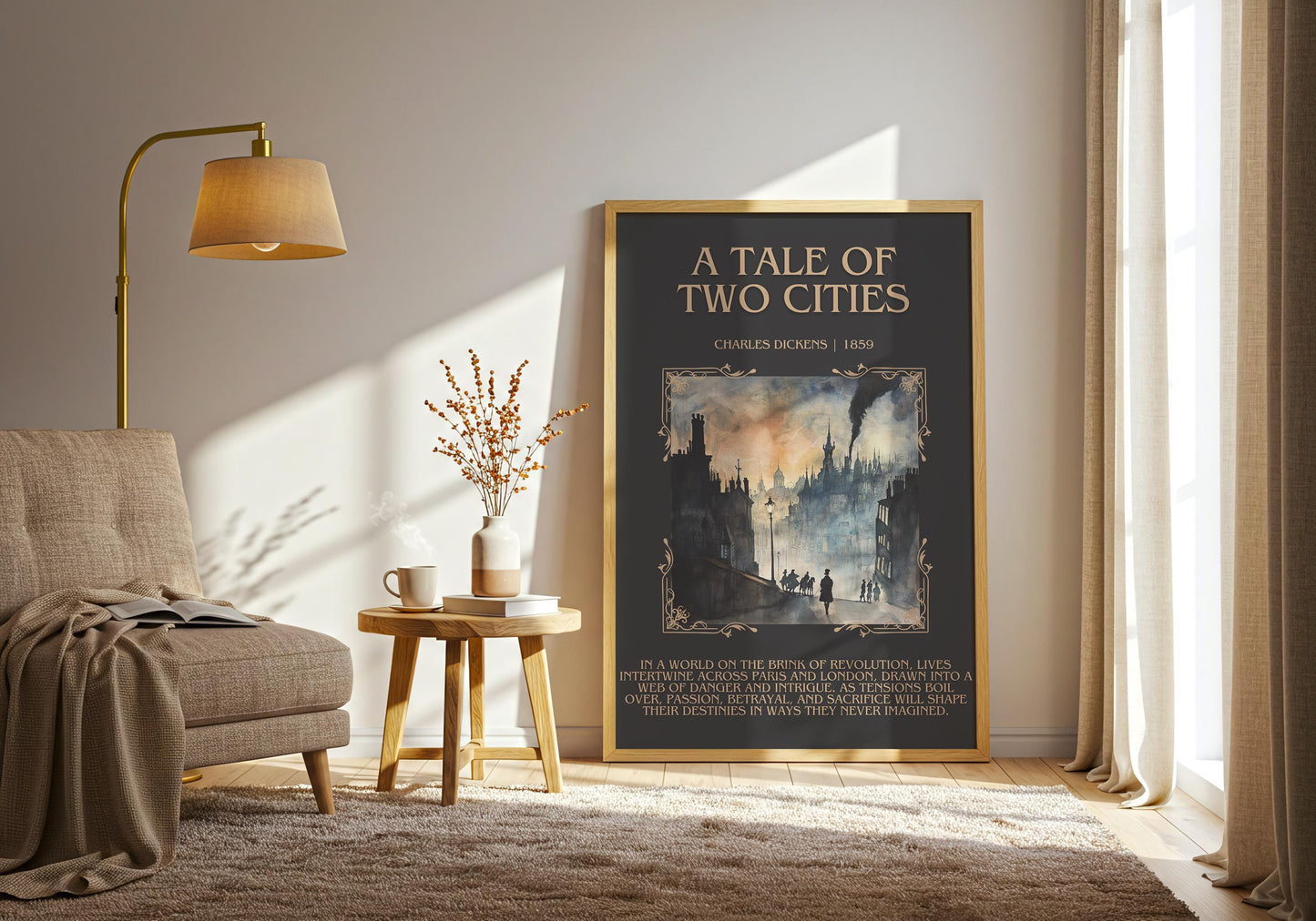 A Tale of Two Cities by Charles Dickens Descriptive, High Quality Poster Print. Fast, Free Delivery Wall Art. Author and Blurb Book Artwork
