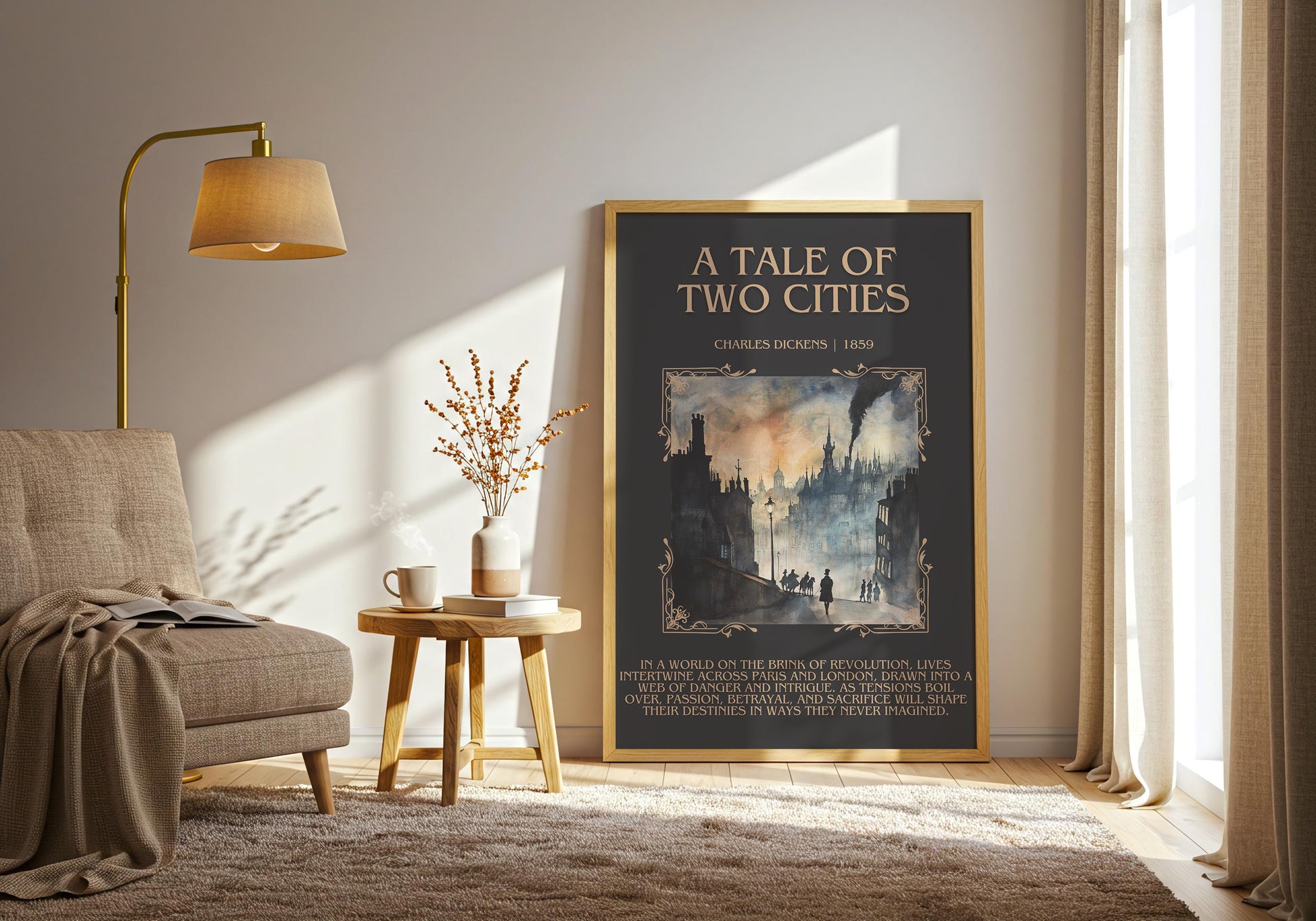 A Tale of Two Cities by Charles Dickens Descriptive, High Quality Poster Print. Fast, Free Delivery Wall Art. Author and Blurb Book Artwork