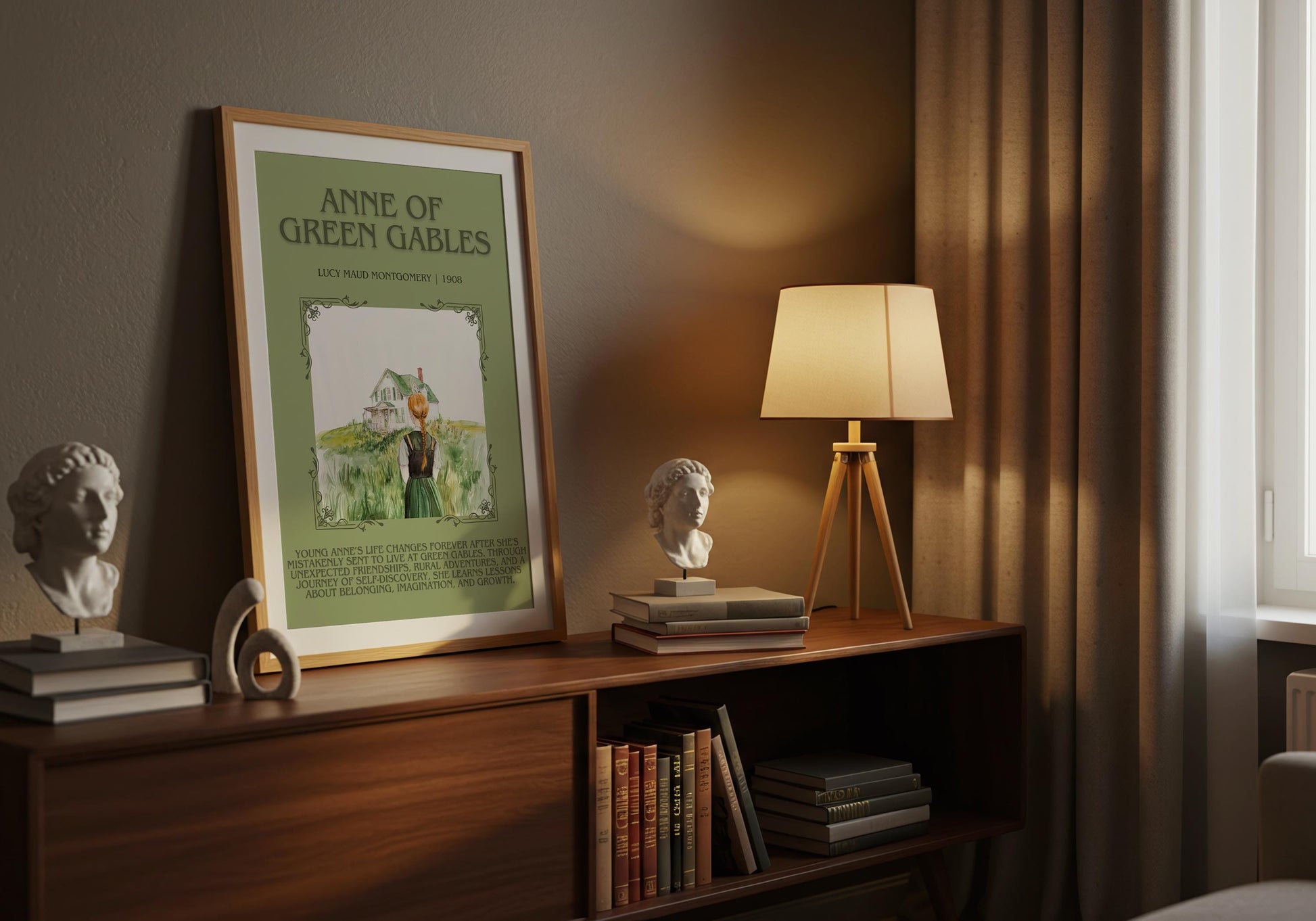 Anne Of Green Gables by Lucy Maud Montgomery Descriptive, High Quality Poster Print. Free Delivery Wall Art. Author and Blurb Book Artwork