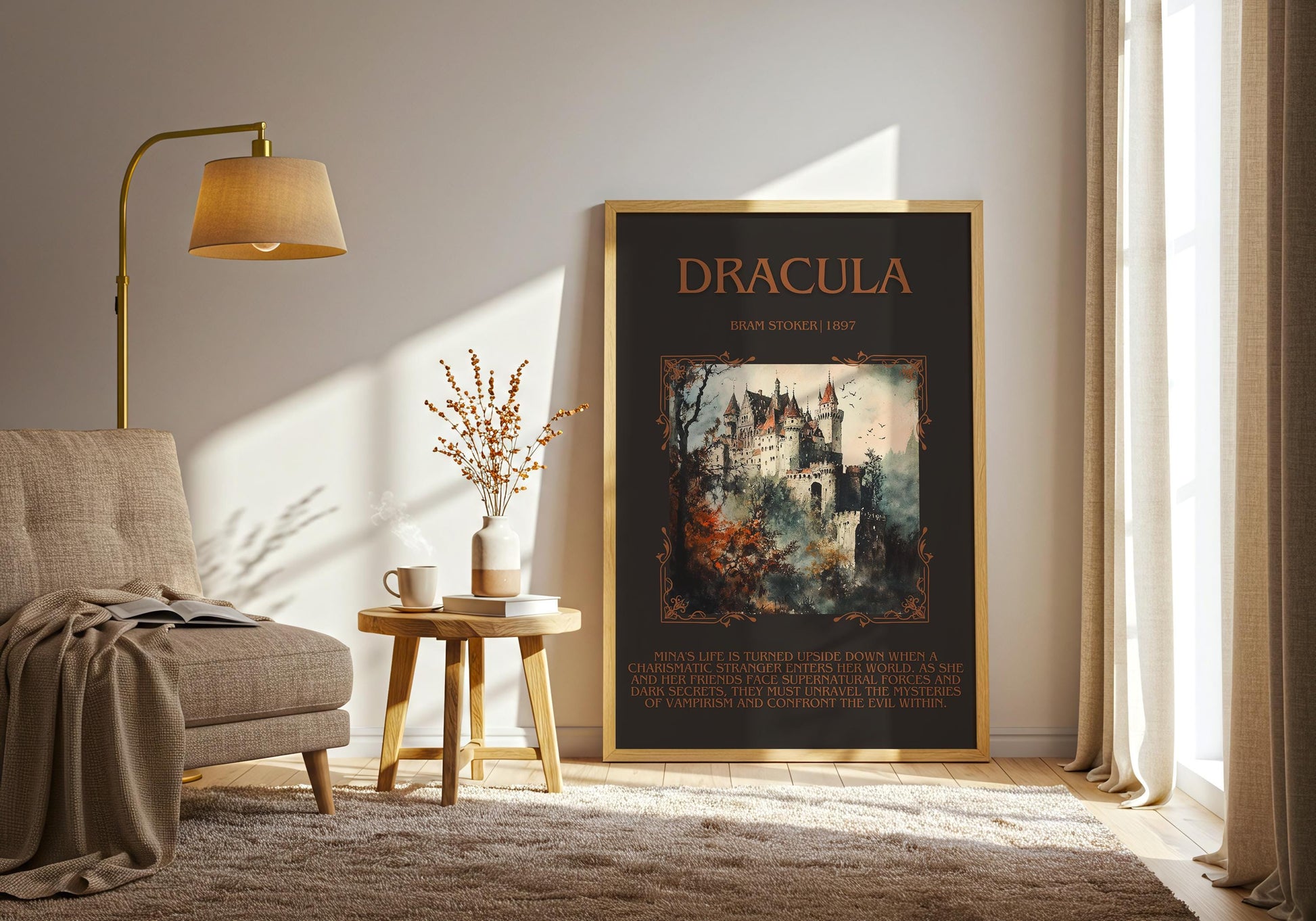 Dracula by Bram Stoker Descriptive, High Quality Poster Print. Fast, Free Delivery Wall Art. Author, Title and Blurb Book/Novel Artwork