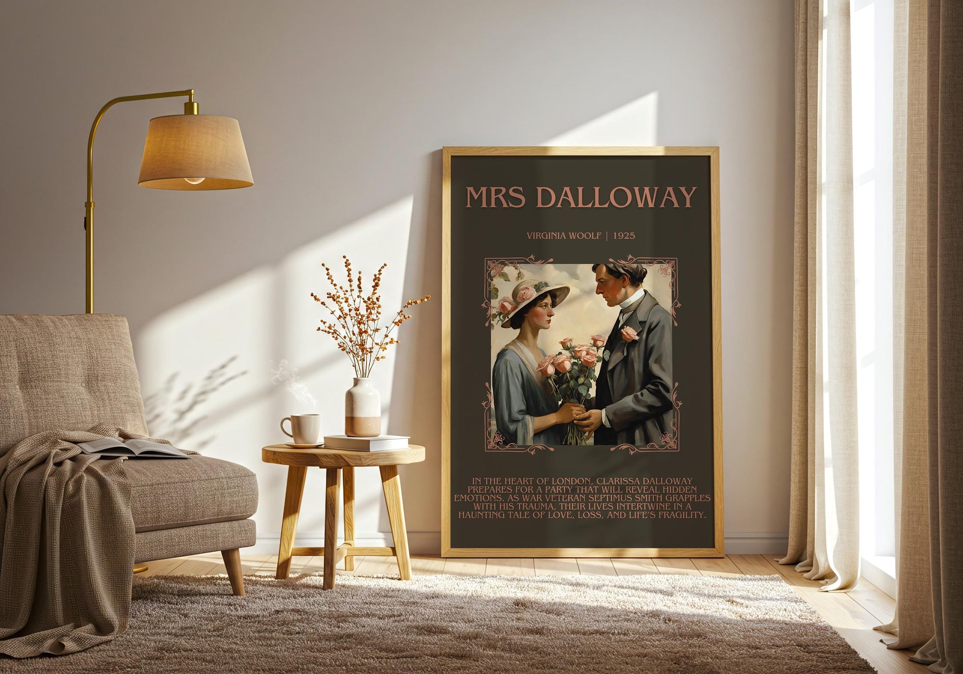 Mrs Dalloway by Virginia Woolf Descriptive, High Quality Poster Print. Fast, Free Delivery Wall Art. Author and Blurb Book/Novel Artwork