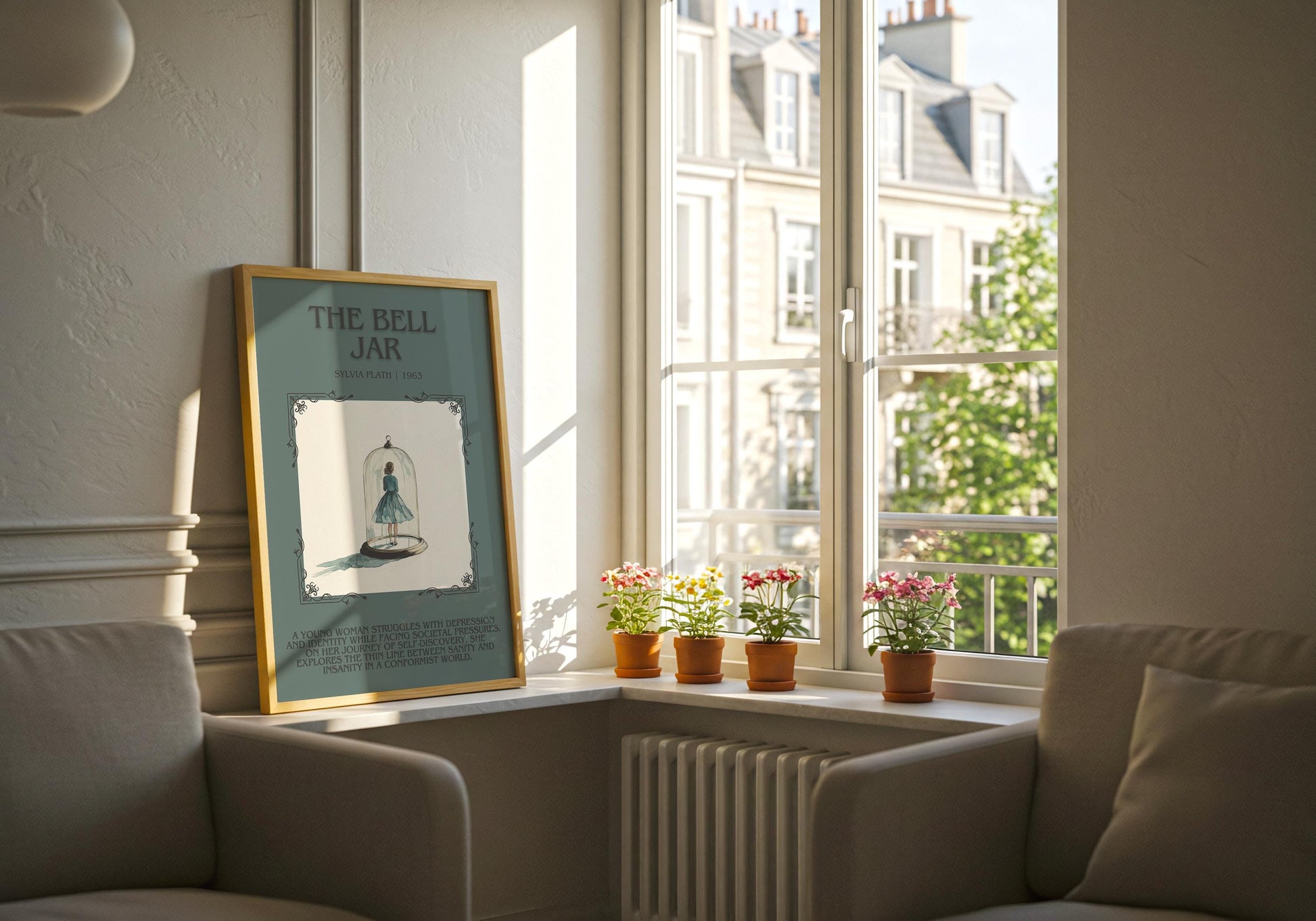The Bell Jar by Sylvia Plath Descriptive, High Quality Poster Print. Fast, Free Delivery Wall Art. Author and Blurb Book/Novel Artwork