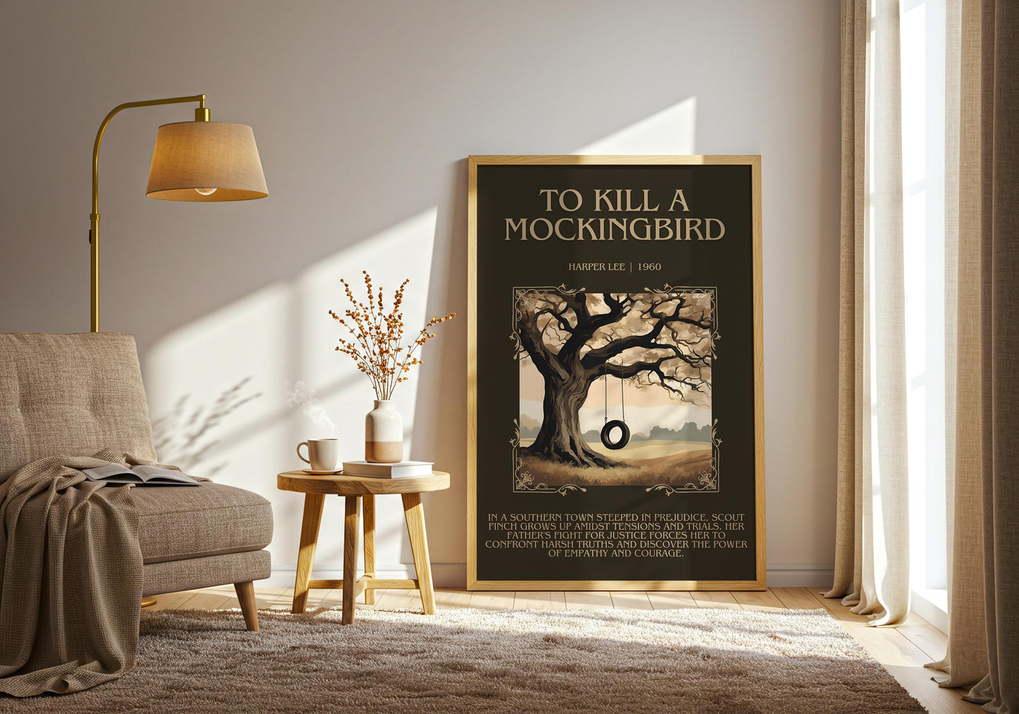 To Kill a Mockingbird by Harper Lee Descriptive, High Quality Poster Print. Free Delivery Wall Art. Author and Blurb Book/Novel Artwork