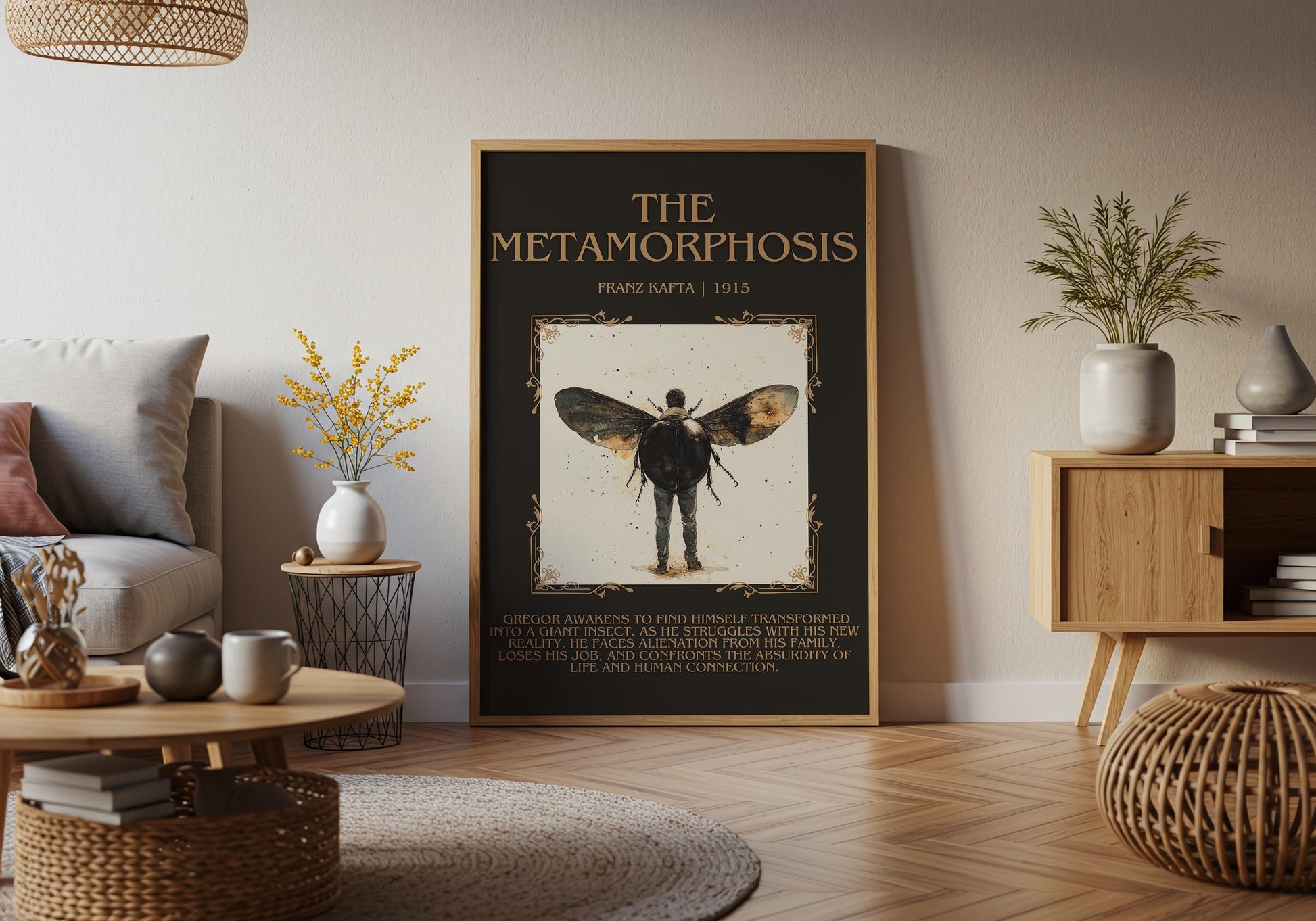 The Metamorphosis by Franz Kafka Descriptive, High Quality Poster Print. Fast, Free Delivery Wall Art. Author and Blurb Book/Novel Artwork