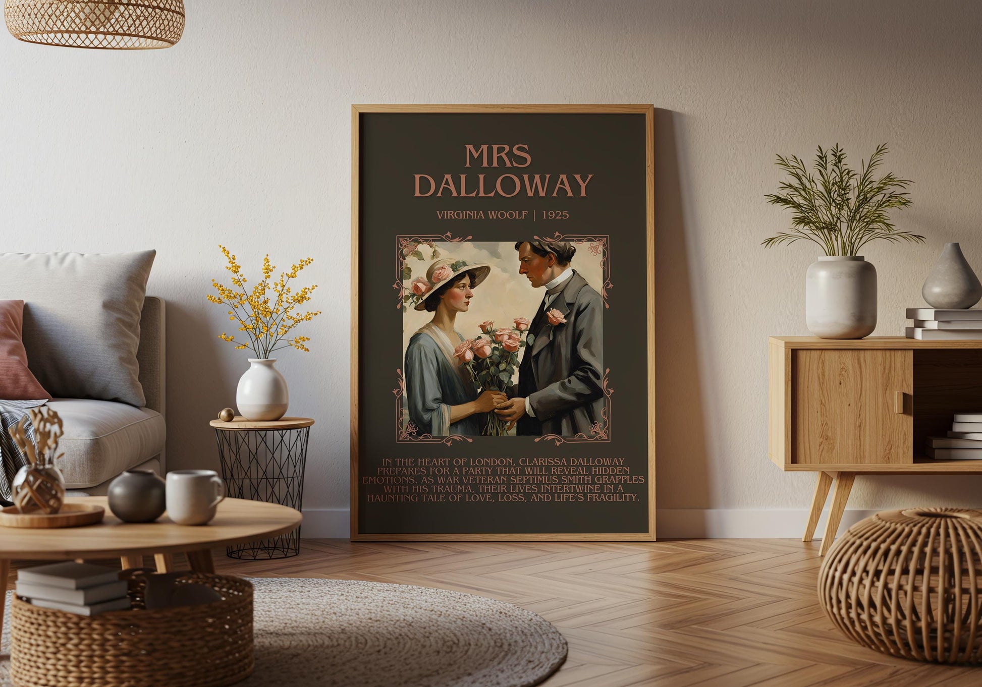 Mrs Dalloway by Virginia Woolf Descriptive, High Quality Poster Print. Fast, Free Delivery Wall Art. Author and Blurb Book/Novel Artwork