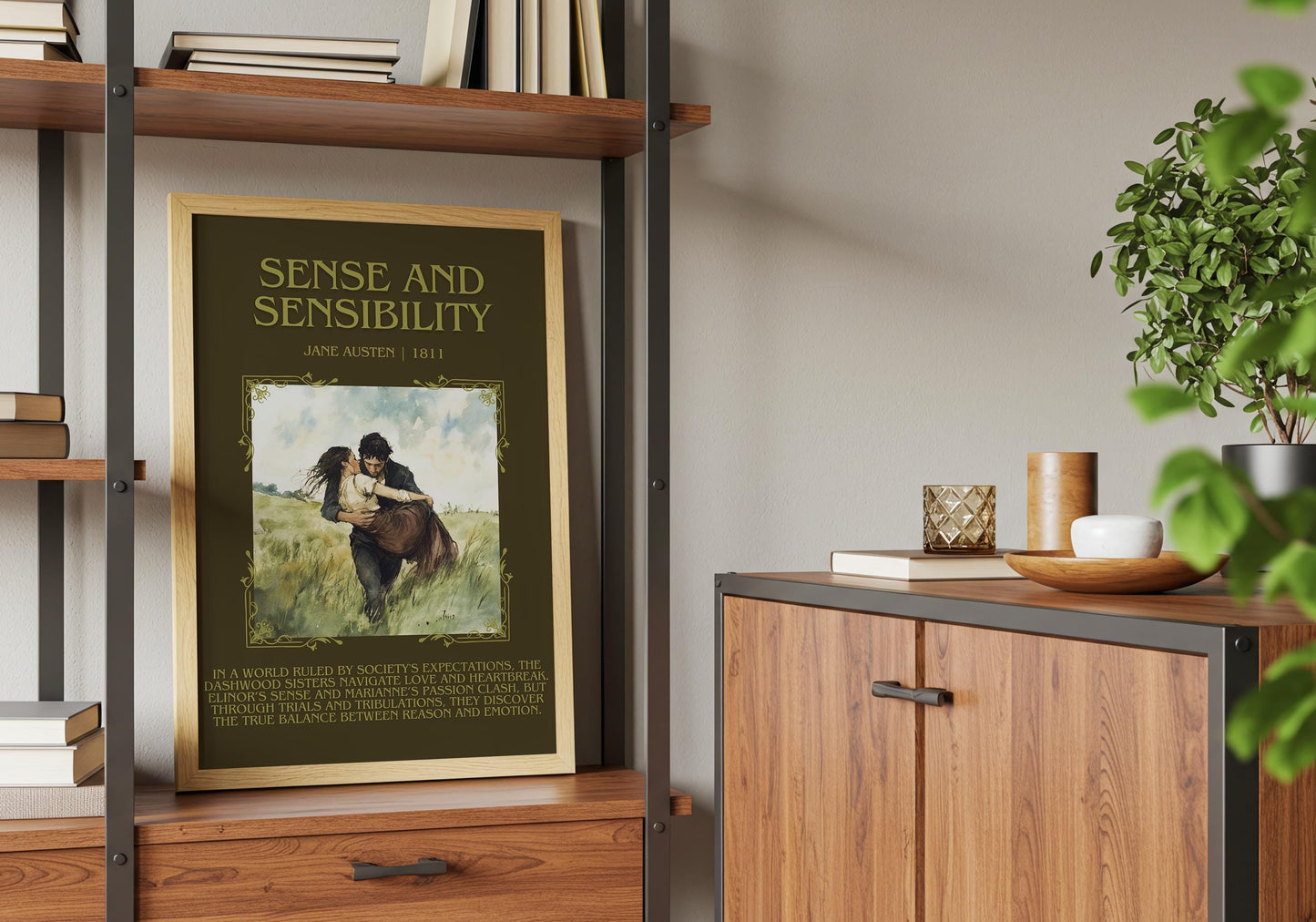 Sense and Sensibility by Jane Austen Descriptive, High Quality Poster Print. Free Delivery Wall Art. Author and Blurb Book/Novel Artwork