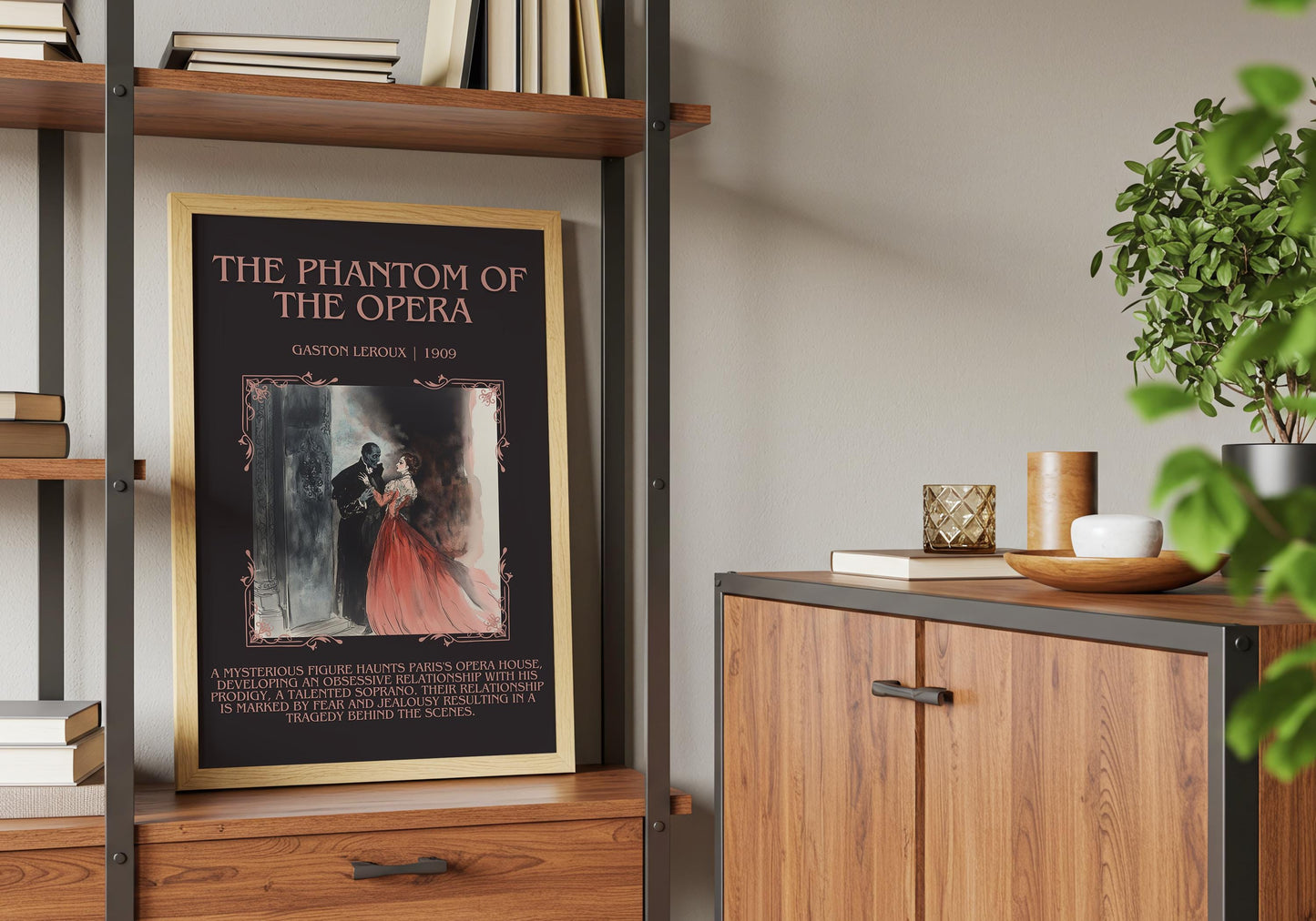 The Phantom of The Opera by Gaston Leroux Descriptive, High Quality Poster Print.Free Delivery Wall Art. Author and Blurb Book/Novel Artwork