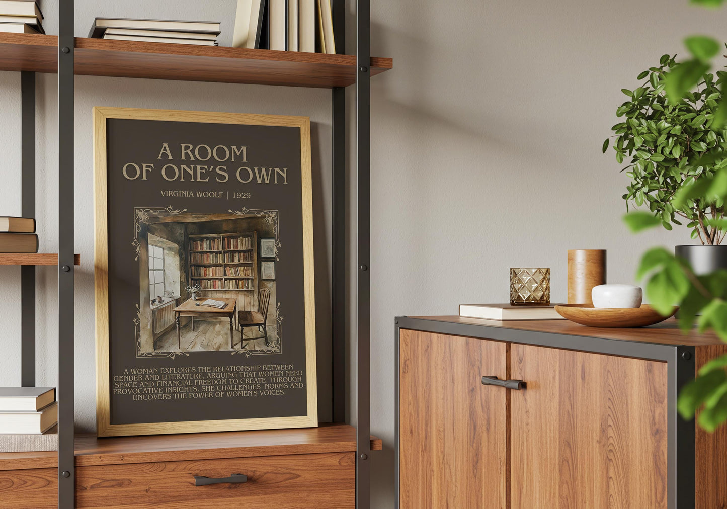 A Room Of One's Own by Virginia Woolf Descriptive, High Quality Poster Print. Free Delivery Wall Art. Author and Blurb Book/Novel Artwork