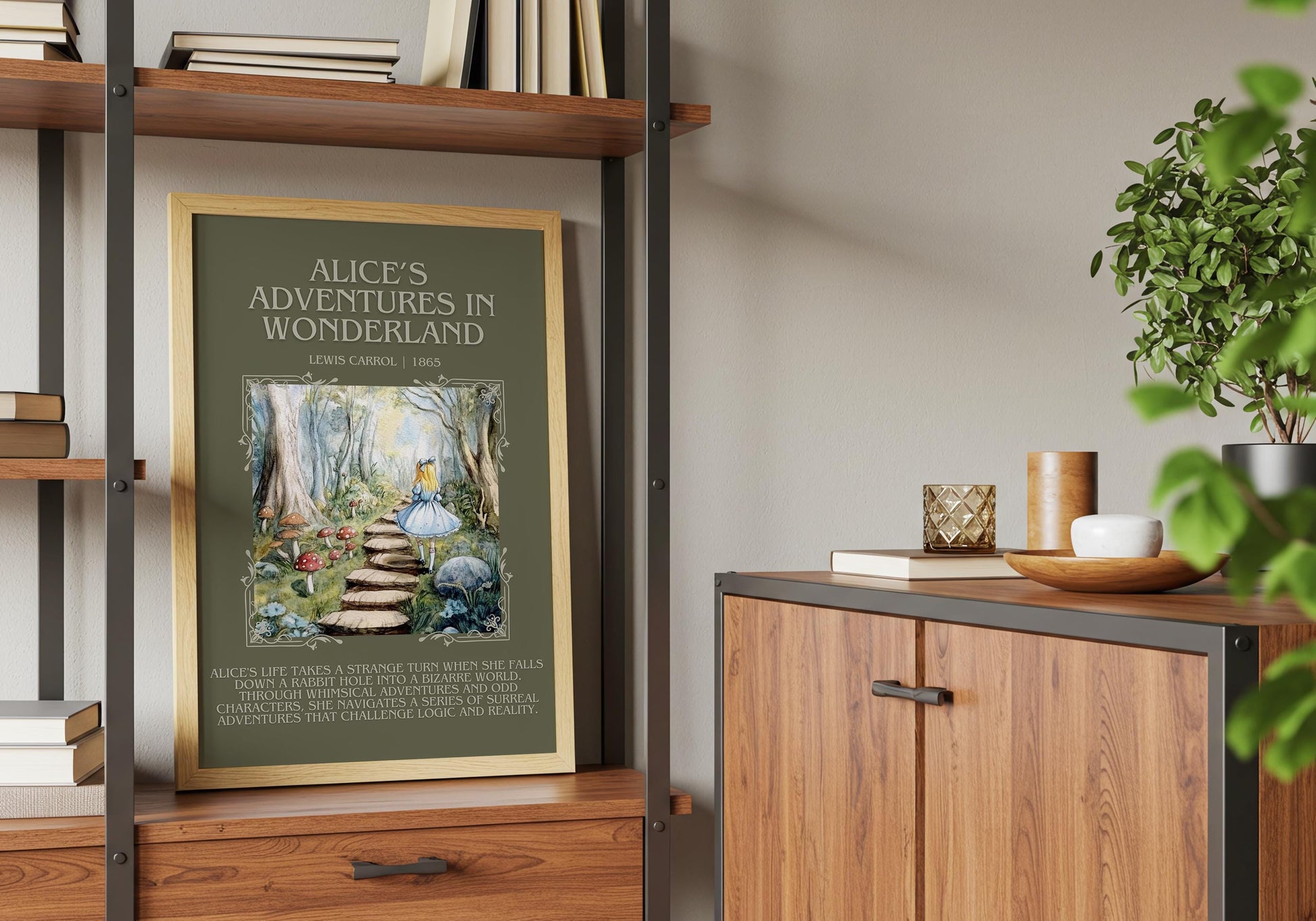 Alices Adventures in Wonderland by Lewis Carroll Descriptive,High Quality Poster.Fast, Free Delivery Wall Art. Author and Blurb Book Artwork