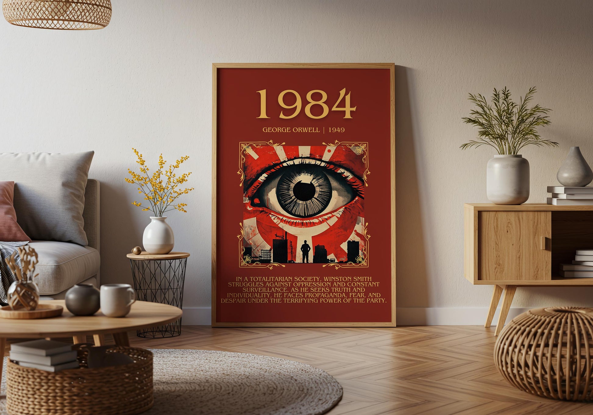1984 by George Orwell Descriptive, High Quality Poster Print. Fast, Free Delivery Wall Art. Author and Blurb Book/Novel Artwork. Free Custom