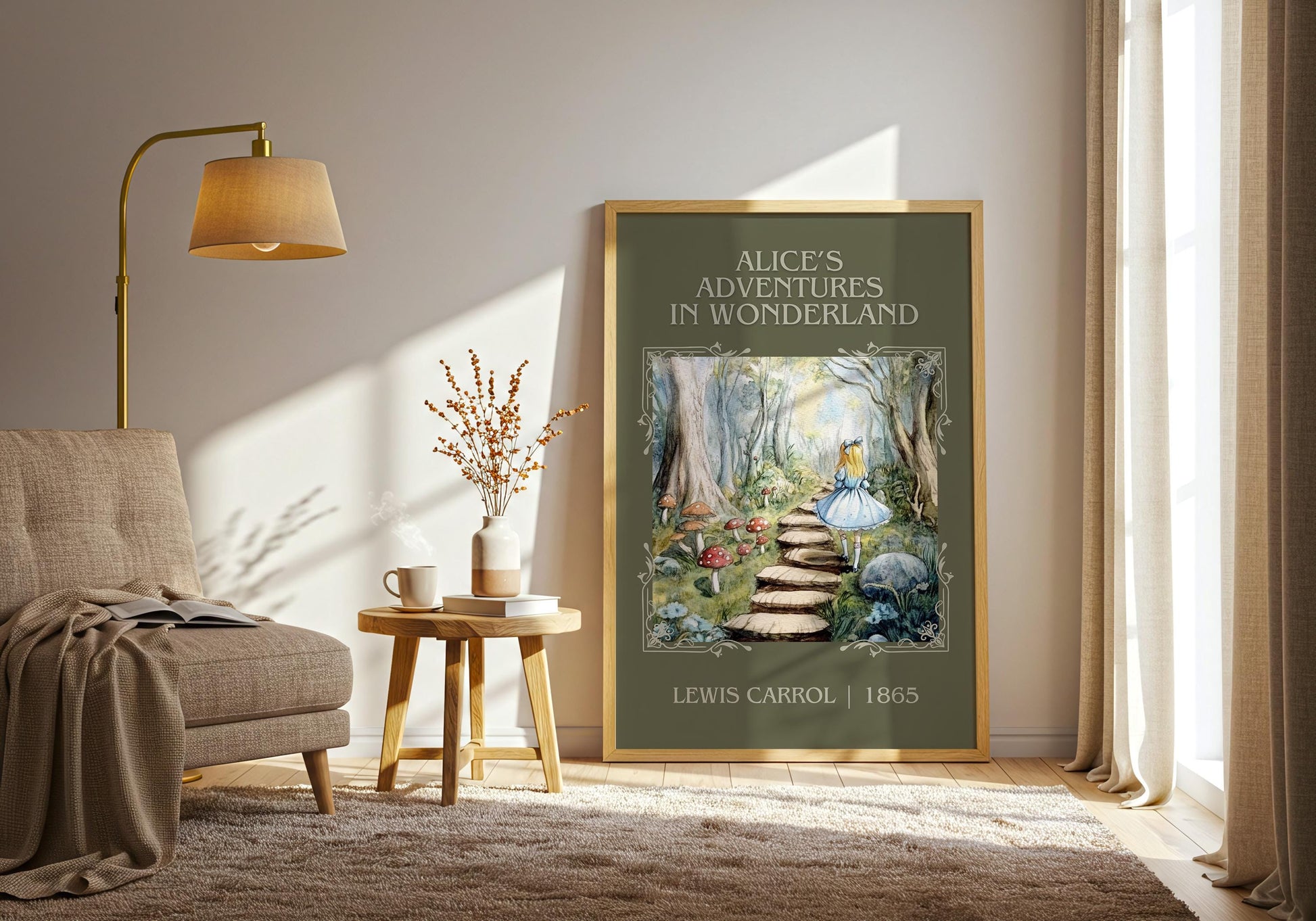 Alices Adventures in Wonderland by Lewis Carroll High Quality Poster.Fast, Free Delivery Wall Art. Author and Blurb Book Artwork