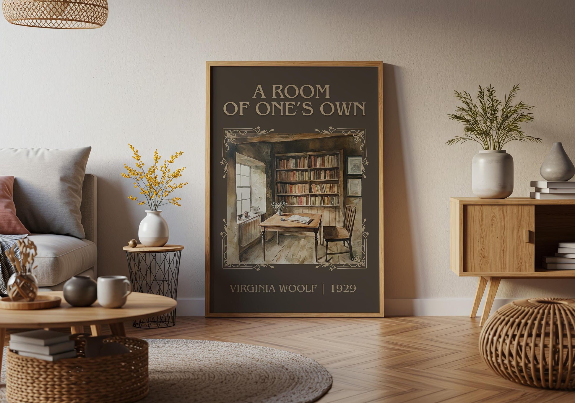 A Room Of One's Own by Virginia Woolf High Quality Poster Print. Free Delivery Wall Art. Author and Blurb Book/Novel Artwork