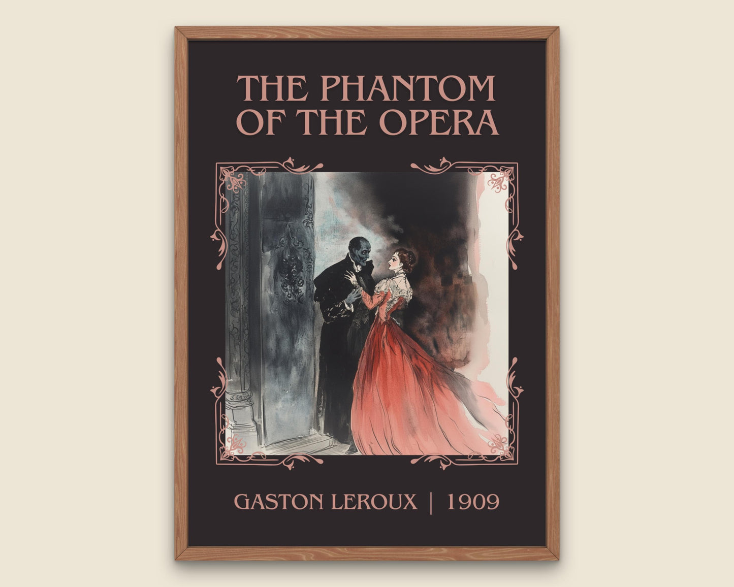 The Phantom Of The Opera by Gaston Leroux High Quality Poster Print. Fast Delivery Wall Art. Minimalist Poster with Title, Author and Publication Year