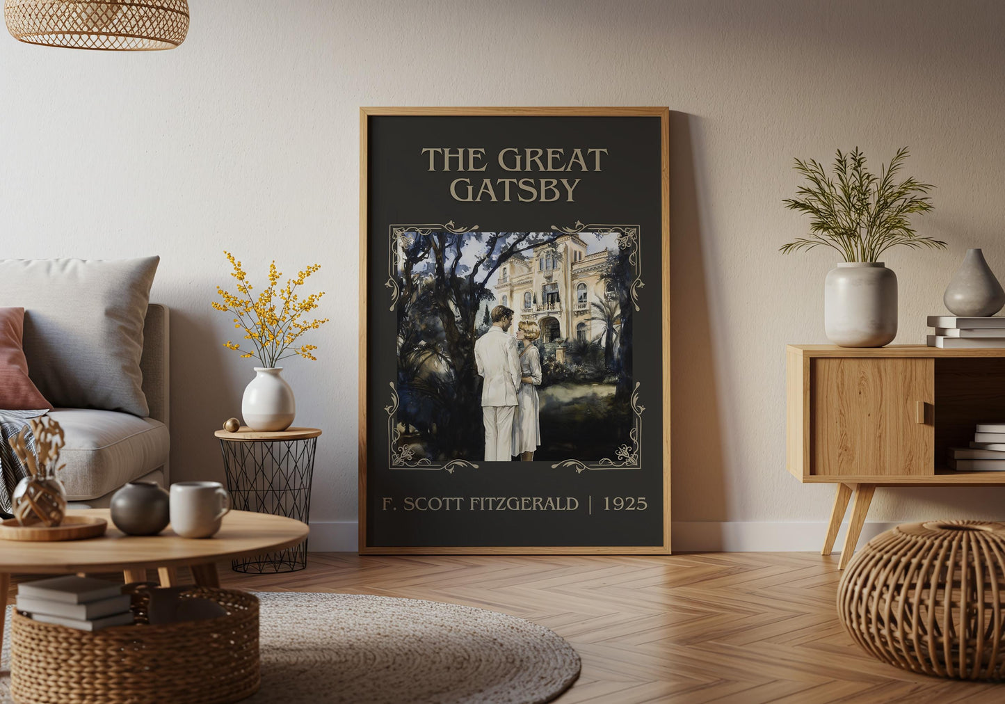 The Great Gatsby by F. Scott Fitzgerald High Quality Poster Print. Fast, Free Delivery Wall Art. Author and Blurb Book Artwork