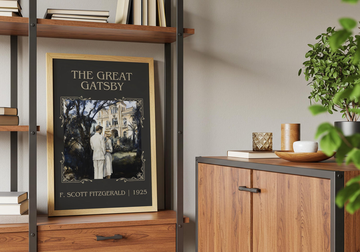 The Great Gatsby by F. Scott Fitzgerald High Quality Poster Print. Fast, Free Delivery Wall Art. Author and Blurb Book Artwork