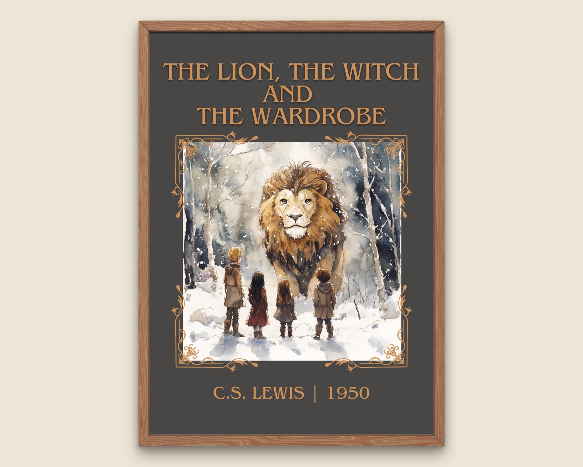 The Lion, The Witch and The Wardrobe by C.S.LEWIS High Quality Poster Print.Wall Art. Title,Author Book/Novel Artwork.Minimalist Clean Print